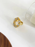 18K Gold-Plated Oval Statement Ring - Ladyez