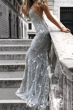 Full Size Sequin Tie Back V-Neck Maxi Dress Plus Size