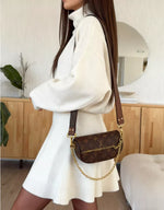 Turtleneck Dropped Shoulder Sweater and Skirt Set