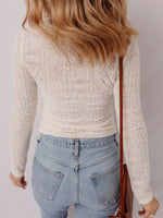 Sheer Lace Long Sleeve Cropped Top