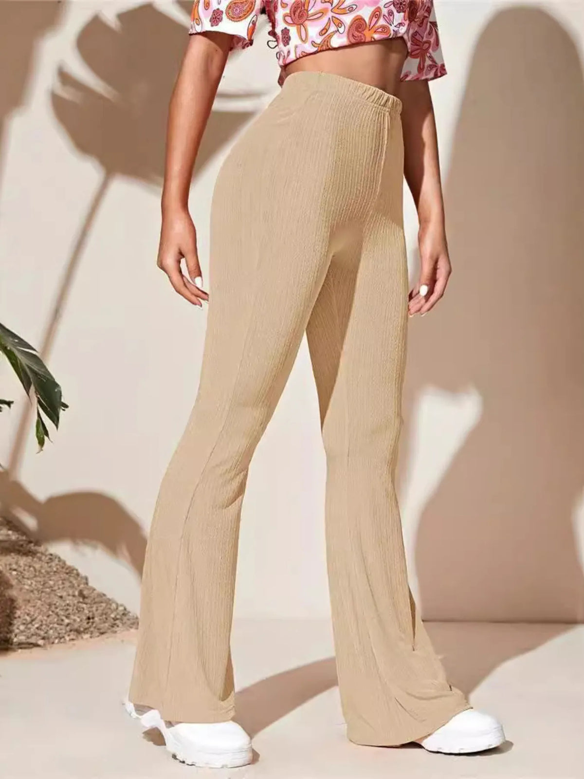 Full Size High-Waist Flare Active Pants Plus Size - Ladyez