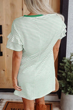 Casual Striped T-Shirt Dress with Pockets