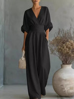 Full Size Half Sleeve Wide-Leg Jumpsuit Plus Size