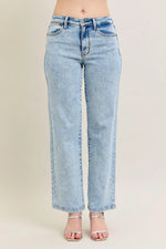 Judy Blue Full Size High Waist Stone Wash Straight Jeans Plus Size - Ladyez