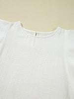 Crinkled Layered Ruffled Flutter Sleeve Blouse