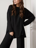 Casual Loose Long Sleeve Top and Wide Leg Pants Set