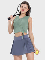 Millennia Drawstring Ruched Wide Strap Active Tank - Ladyez