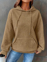 Textured Knit Drawstring Hoodie