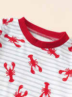 Children's Lobster Print Striped T-shirt and Shorts Set