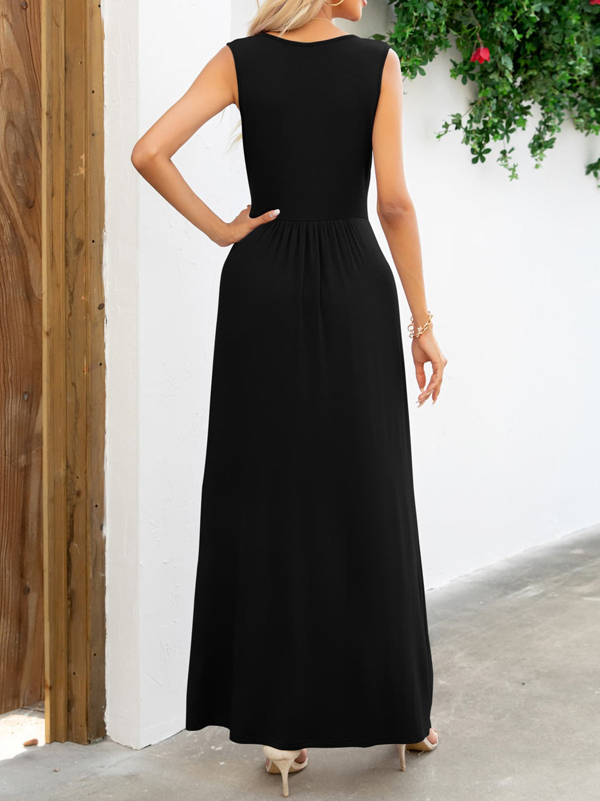 Surplice Neck Sleeveless Maxi Dress - Ladyez