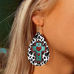 PU Leather Iron Hook Teardrop Earrings