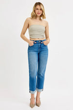 RISEN Full Size High Rise Boyfriend Fit Ankle Jeans Plus SIze - Ladyez
