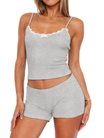 Contrast Trim Cami and Shorts Set