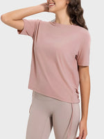 Millennia Drawstring Round Neck Short Sleeve Active T-Shirt - Ladyez