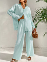 Long Sleeve Shirt & Wide Leg Pants Set
