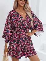Floral Print Layered Ruffle Hem Mini Dress