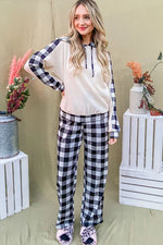 And The Why Drawstring Hooded Top and Plaid Pants Lounge Set - Ladyez
