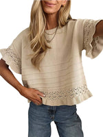 Lace Trimmed Knit Top