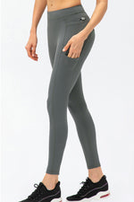 Full Size Slim Fit High Waist Long Sports Pants with Pockets - Ladyez
