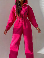 Zip Front Dropped Shoulder Jumpsuit