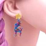 Acrylic Christmas Reindeer Dangle Earrings
