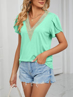 V-Neck Petal Sleeve Top