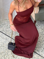 Lace Panel Bodycon Maxi Dress