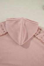 Drawstring Studded Shoulder Hoodie