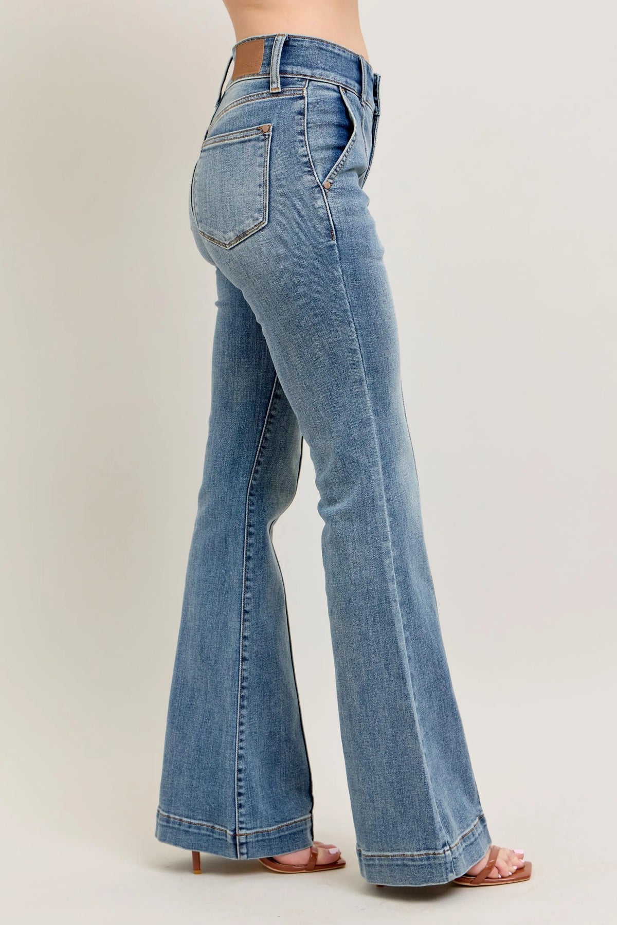 Judy Blue Full Size High-Waist Flare Denim Jeans with Front Seam Detail Plus Size - Ladyez
