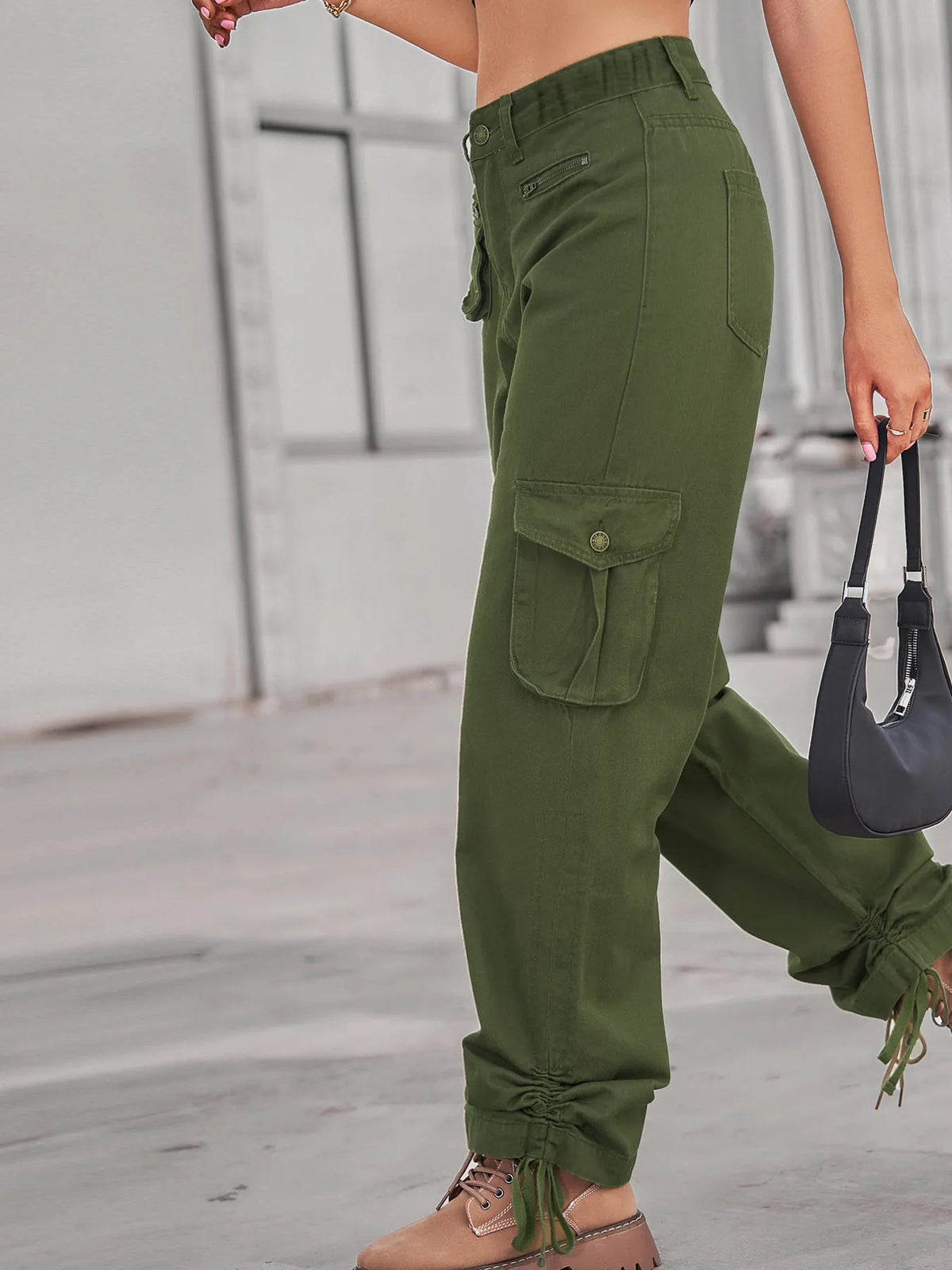 Drawstring Cargo Jeans - Ladyez
