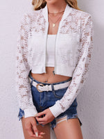 Sheer Baseball Collar Zip Up Jacket - Ladyez