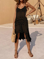 Openwork Scoop Neck Spaghetti Strap Cover-Up Dress - Ladyez