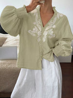 Embroidered Long Sleeve Blouse