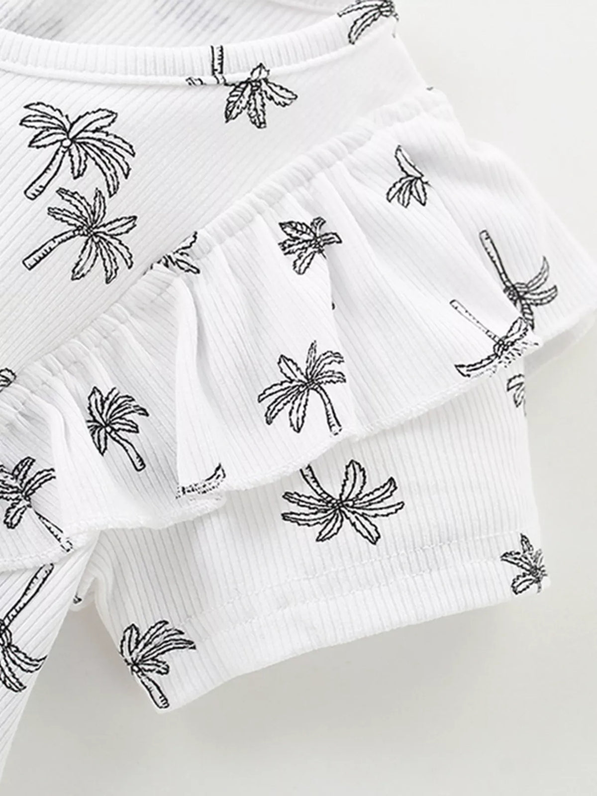 Children's Tropical Print Ruffle Sleeve Top & Shorts Set