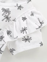 Children's Tropical Print Ruffle Sleeve Top & Shorts Set