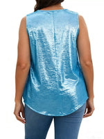 Full Size Pleated Square Neck Tank Plus Size