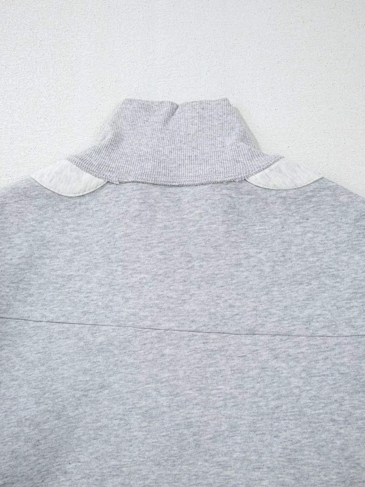 Half Zipper Collared Drop Shoulder Side Slits Sweatshirt