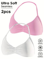 Seamless Sexy Open Back Gym Yoga Crop Top Women Halter Sports Bra Push Up Strappy Padded Workout Tank Tops
