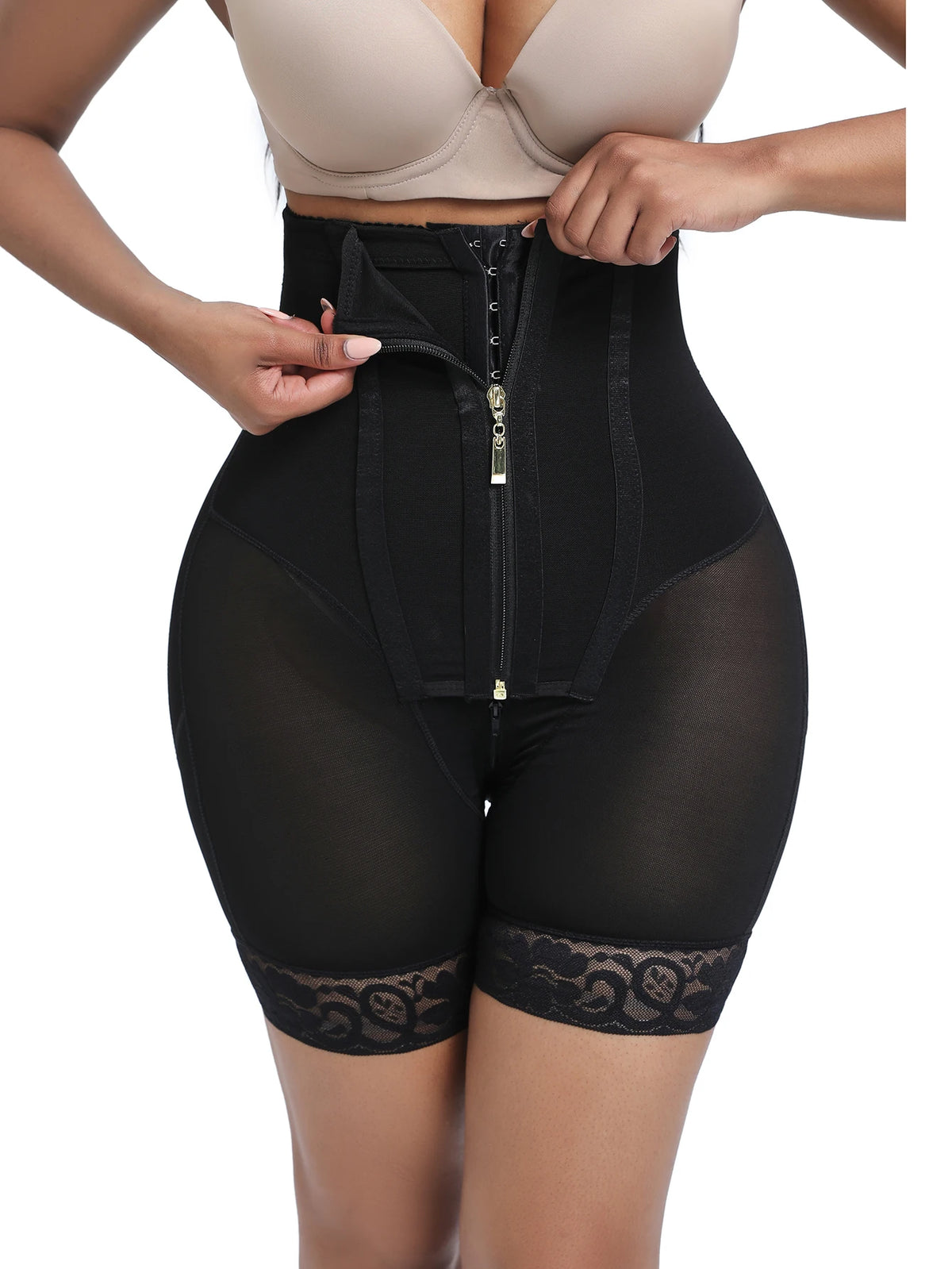 [Women's Shapewear] 1-piece set of women's butt-lifting and tummy-control shaping shorts, high-waisted shaping shorts, flat-leg