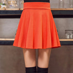 New Women Basic Skirts Summer Flared Casual Mini Skater Shorts Skirt Fashion School Pleated Fluffy Plus Size 5XL Red Short Skirt