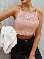 Women's Sexy Backless Lace Camisole Bra Pure Charming Short Vest Breathable Comfortable Summer Essential