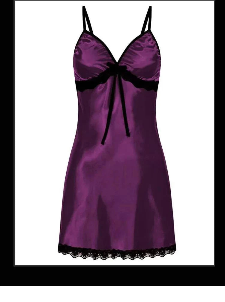 Women sexy pajamas large size lace suspender nightgown sleeveless pajamas V-neck pajamas multi-color optional nightgown