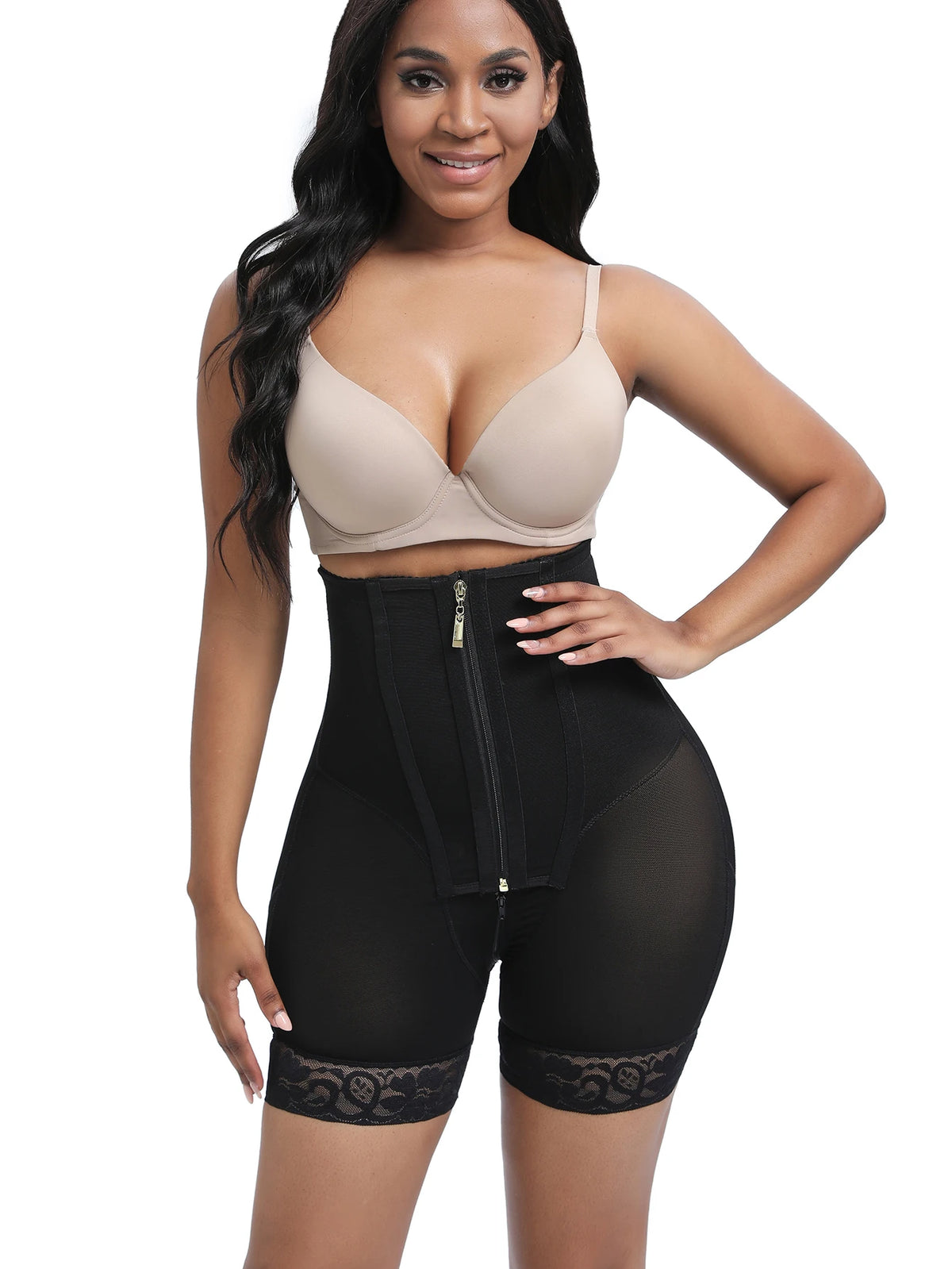 [Women's Shapewear] 1-piece set of women's butt-lifting and tummy-control shaping shorts, high-waisted shaping shorts, flat-leg