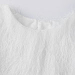 Women's 2026 Trendy White Fluffy Fur Sleeveless Cropped Top Soft Fuzzy Blouse Casual Party Daily Streetwear Fashion Top