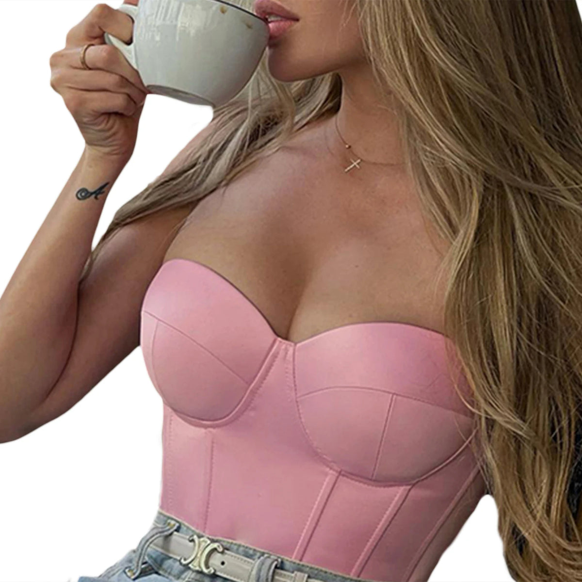 Women’s Sexy Exposed Navel Tube Tops Fashion Solid Color Off-the-shoulder Pullover Strapless Tops Wrap Tops