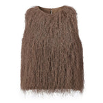 Women's 2026 Trendy White Fluffy Fur Sleeveless Cropped Top Soft Fuzzy Blouse Casual Party Daily Streetwear Fashion Top