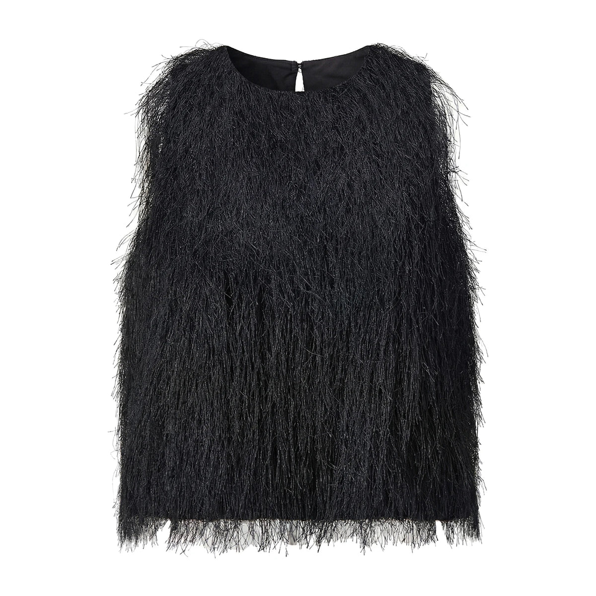Women's 2026 Trendy White Fluffy Fur Sleeveless Cropped Top Soft Fuzzy Blouse Casual Party Daily Streetwear Fashion Top
