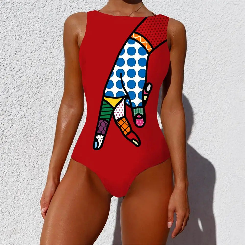 Striped Women One Piece Swimsuit High Quality Swimwear Printed Push Up Monokini Summer Bathing Suit Tropical Bodysuit Female