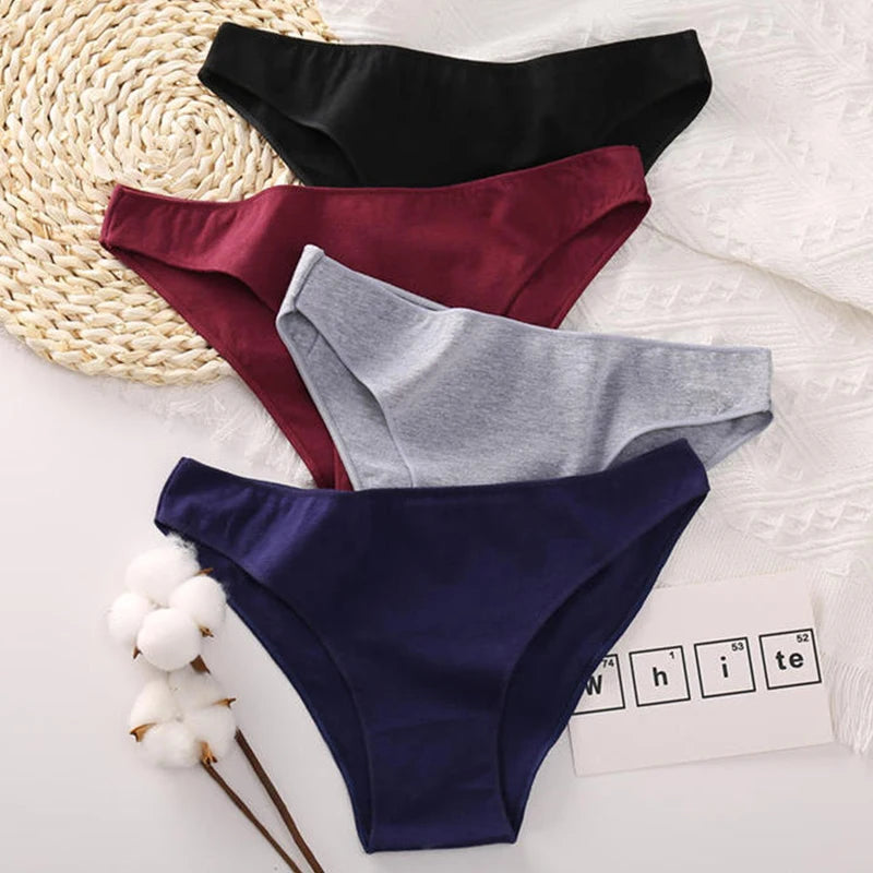 Sexy Low Waist Briefs Panties Plus Size M-XXL Cotton Lingerie Female Breathable Underwear 7 Solid Color Girls Intimates Lingerie