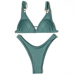 ZTVitality Sexy Solid Push Up Bikini 2025 New Arrival Padded Bra High Leg Swimsuit Ring Bandage Swimwear Women Brazilian Biquini